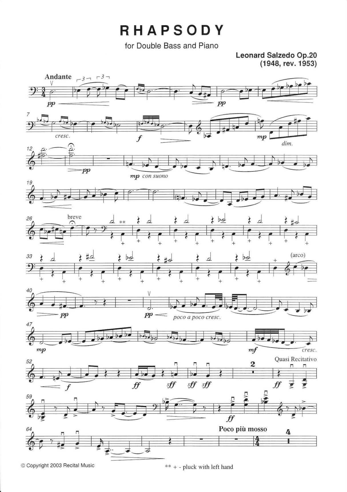 Salzedo: Rhapsody, Op. 20