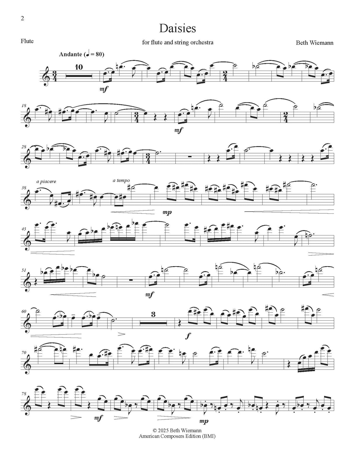 Wiemann: Daisies (Version for Flute & String Orchestra)