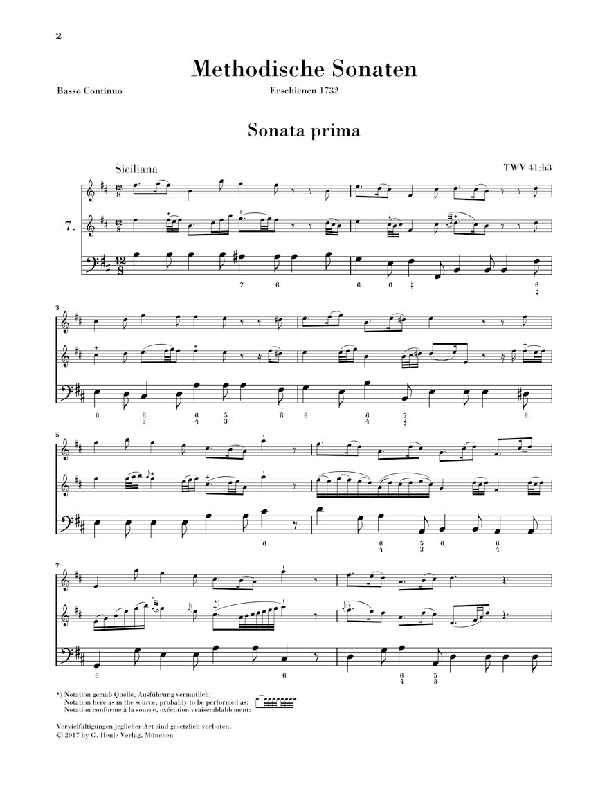 Telemann: Methodical Sonatas for Flute or Violin and Continuo