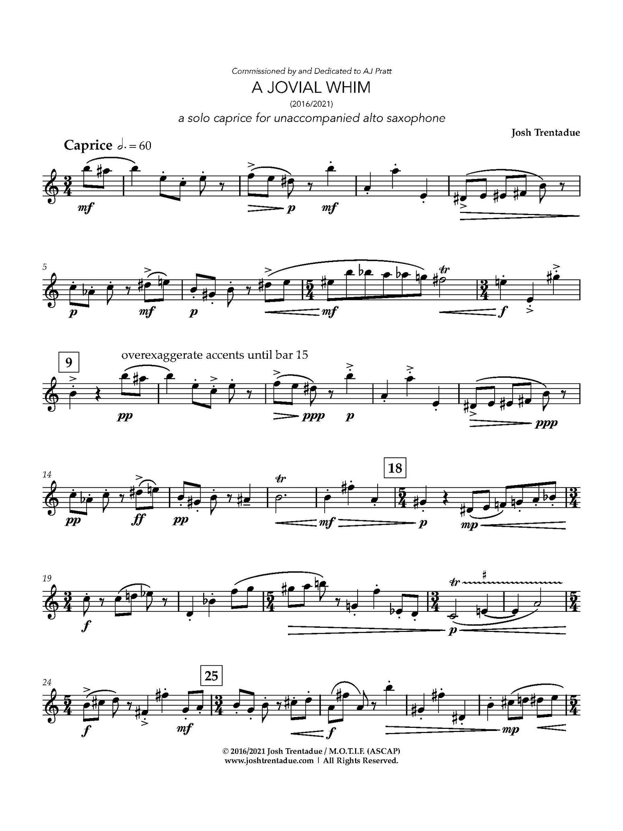 Trentadue: A Jovial Whim (Version for Alto Sax)