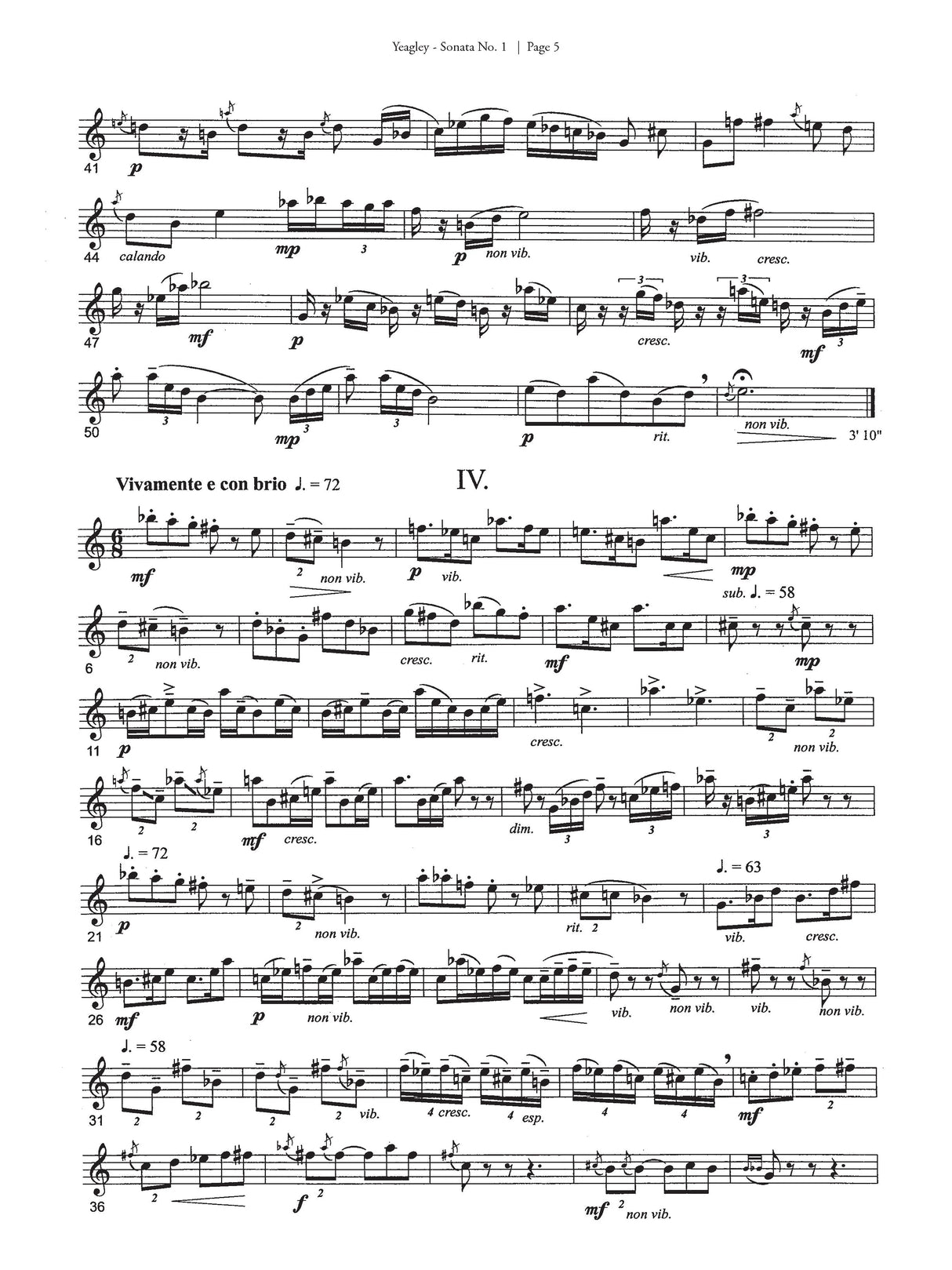 Yeagley: Sonata No. 1