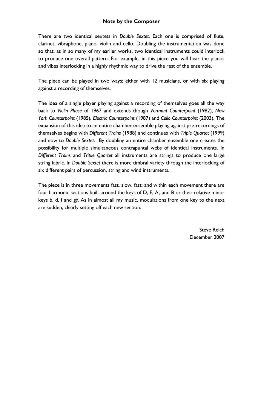 Reich: Double Sextet