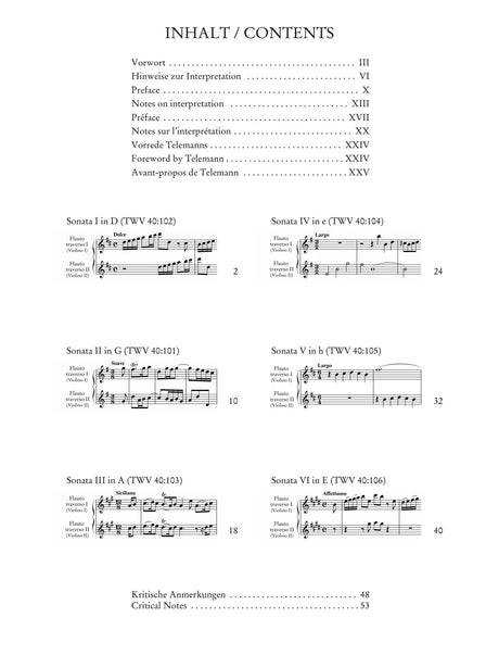 Telemann: 6 Sonatas for 2 Flutes (or Violins), Op. 2