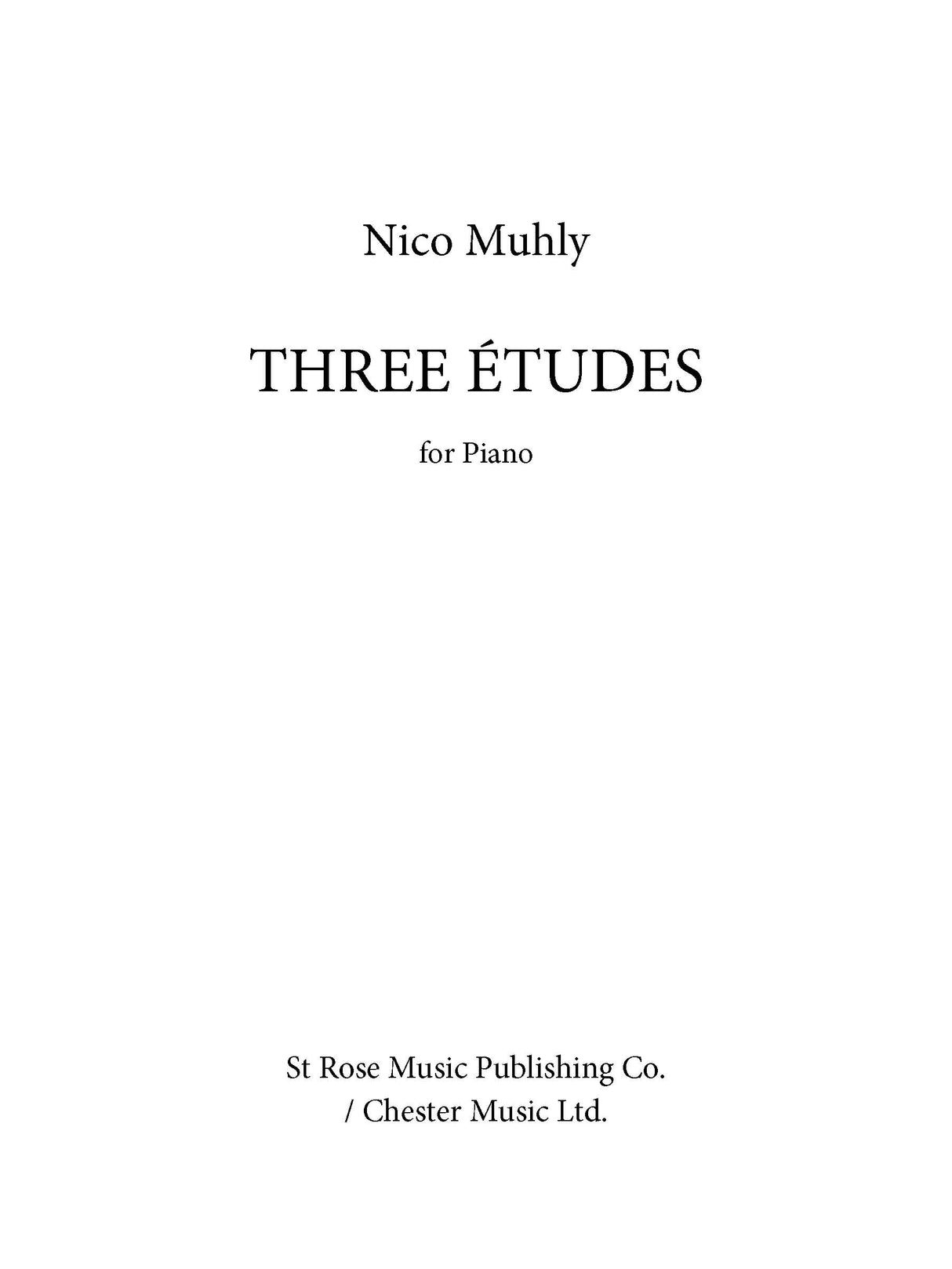 Muhly: Three Études