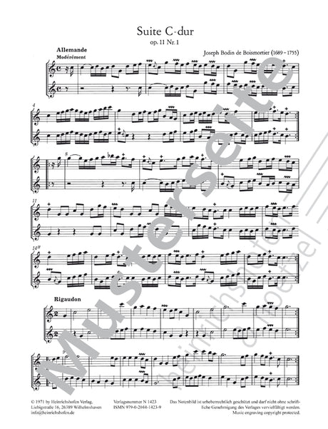 Boismortier: 6 Easy Duos, Op. 11 Nos. 1-6 (arr. for 2 recorders)