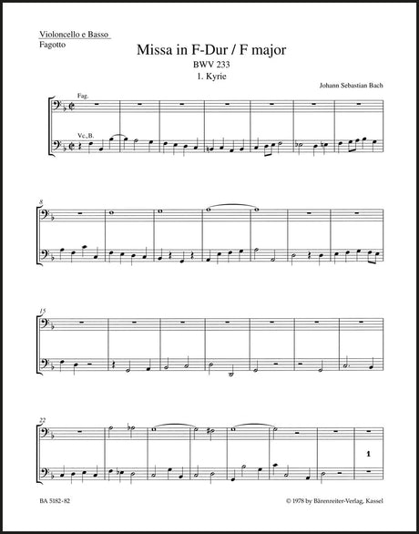 Bach: Mass in F Major, BWV 233
