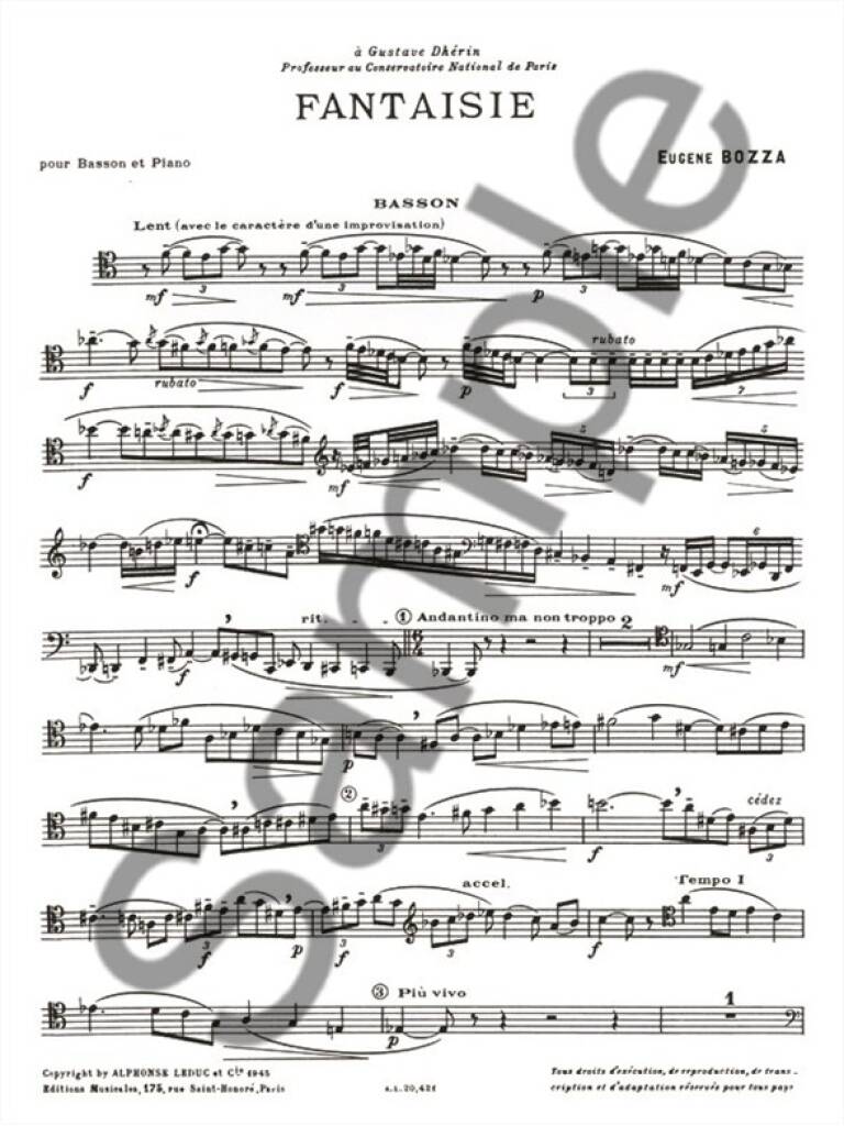Bozza: Fantaisie for Bassoon & Piano