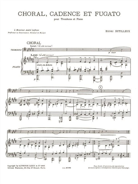 Dutilleux: Choral, Cadence et Fugueto