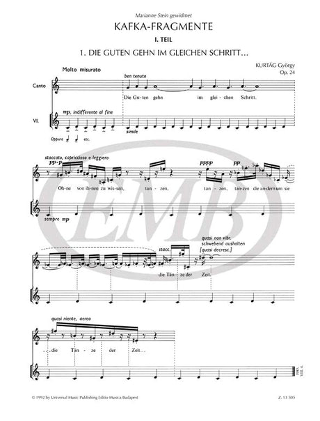 Kurtág: Kafka Fragments, Op. 24