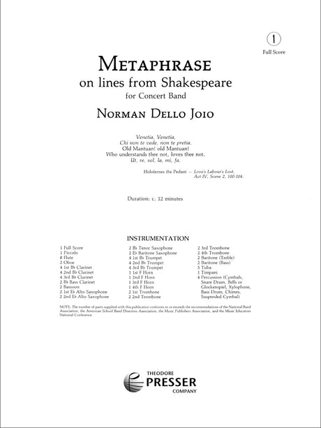 N. Dello Joio: Metaphrase