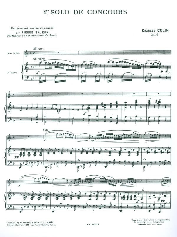 Colin: Famous Solos for Competitions - 1st Solo, Op. 33