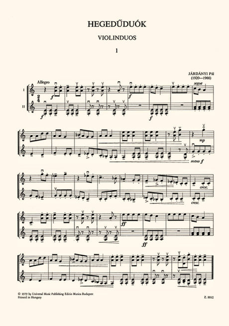 Járdányi: Violin Duos