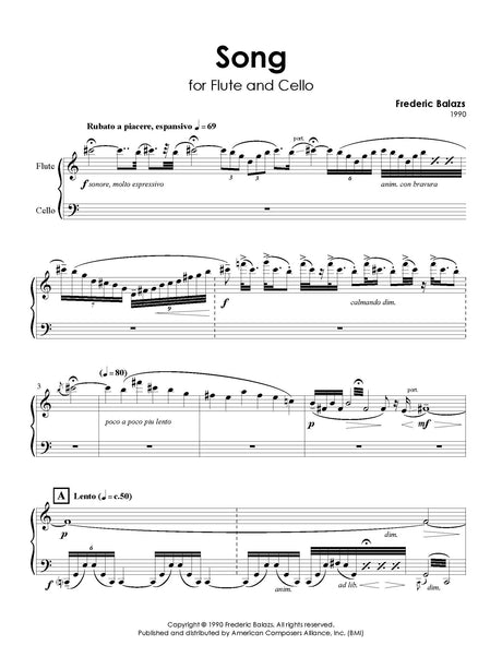 Balazs: Song for Flute and Cello