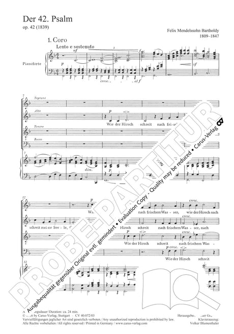 Mendelssohn: Psalm 42 - "Wie der Hirsch schreit", Op. 42