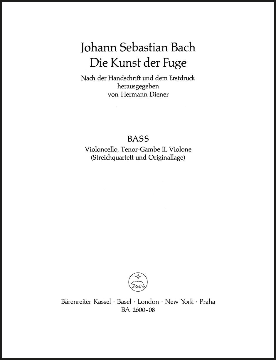 Bach: The Art of Fugue, BWV 1080 - string quartet version
