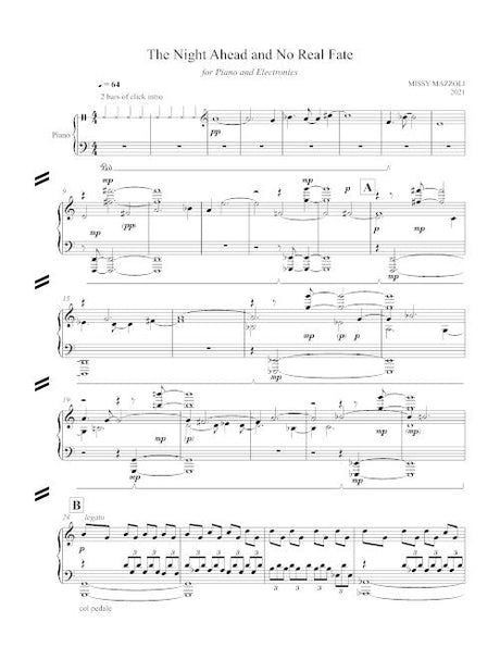 Mazzoli: The Night Ahead and No Real Fate (Version for Solo Piano)