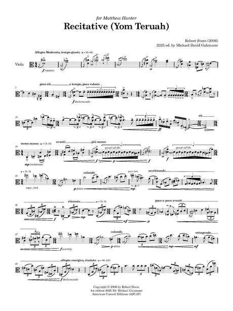 R. Stern: Recitative (Yom Teruah) (Version for Viola)
