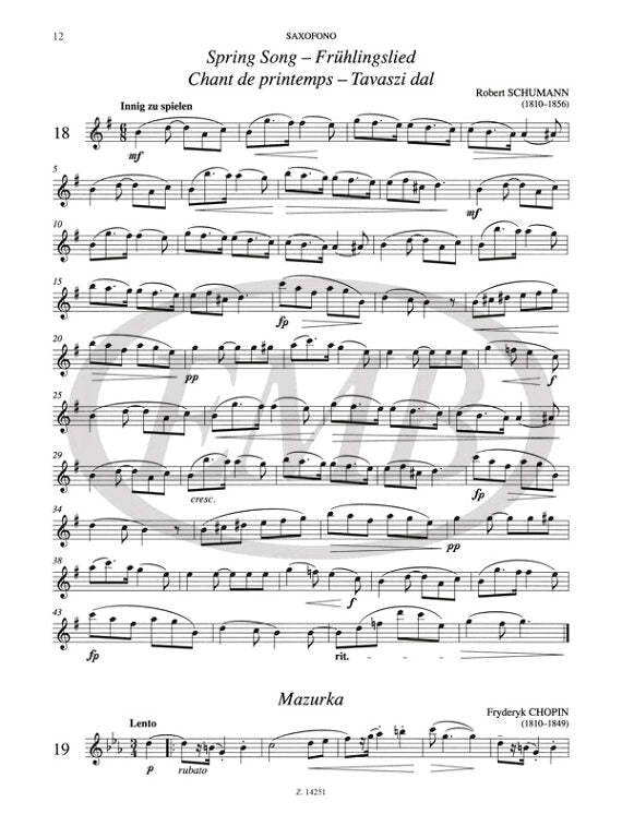 Saxophone Music for Alto or Tenor Saxophone