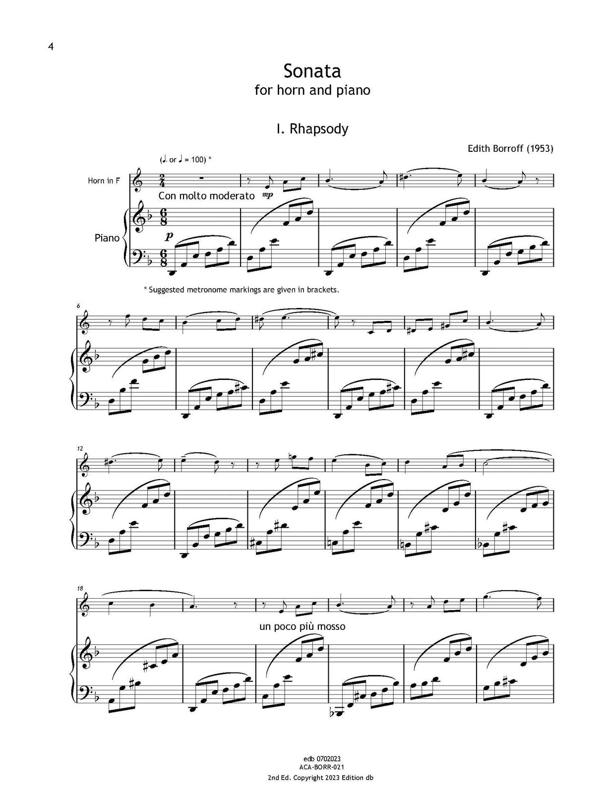 Borroff: Horn Sonata