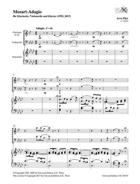 Pärt: Mozart-Adagio (for Clarinet, Cello & Piano)