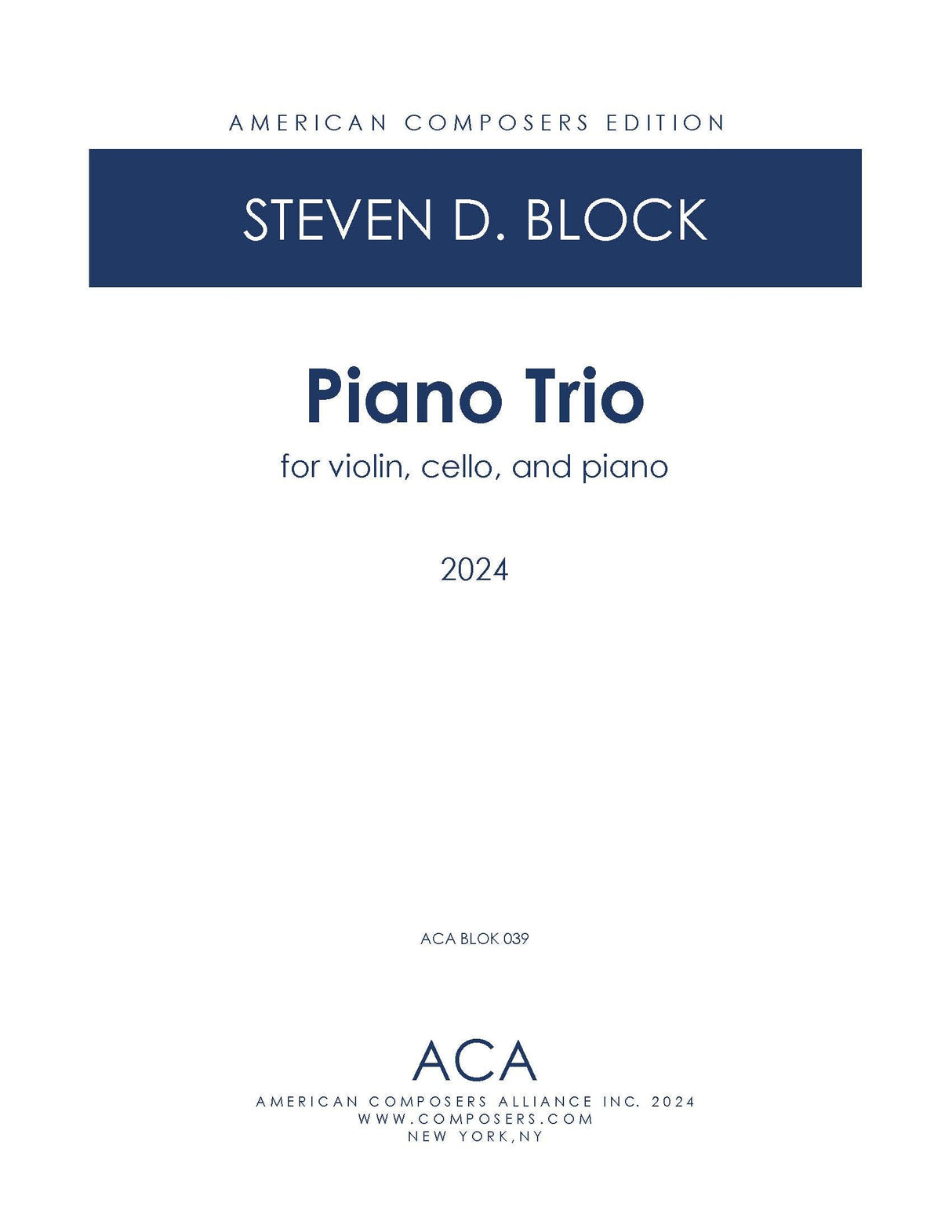 S. Block: Piano Trio