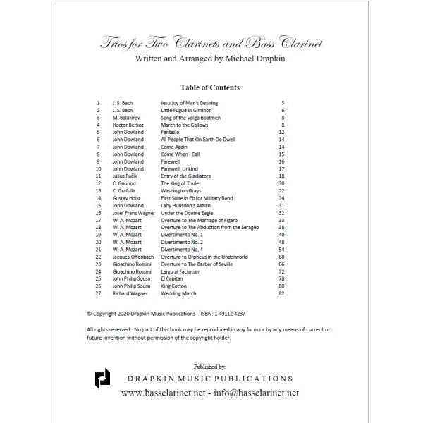 Drapkin: Trios - Volume 1 (for 2 clarinets and bass clarinet)