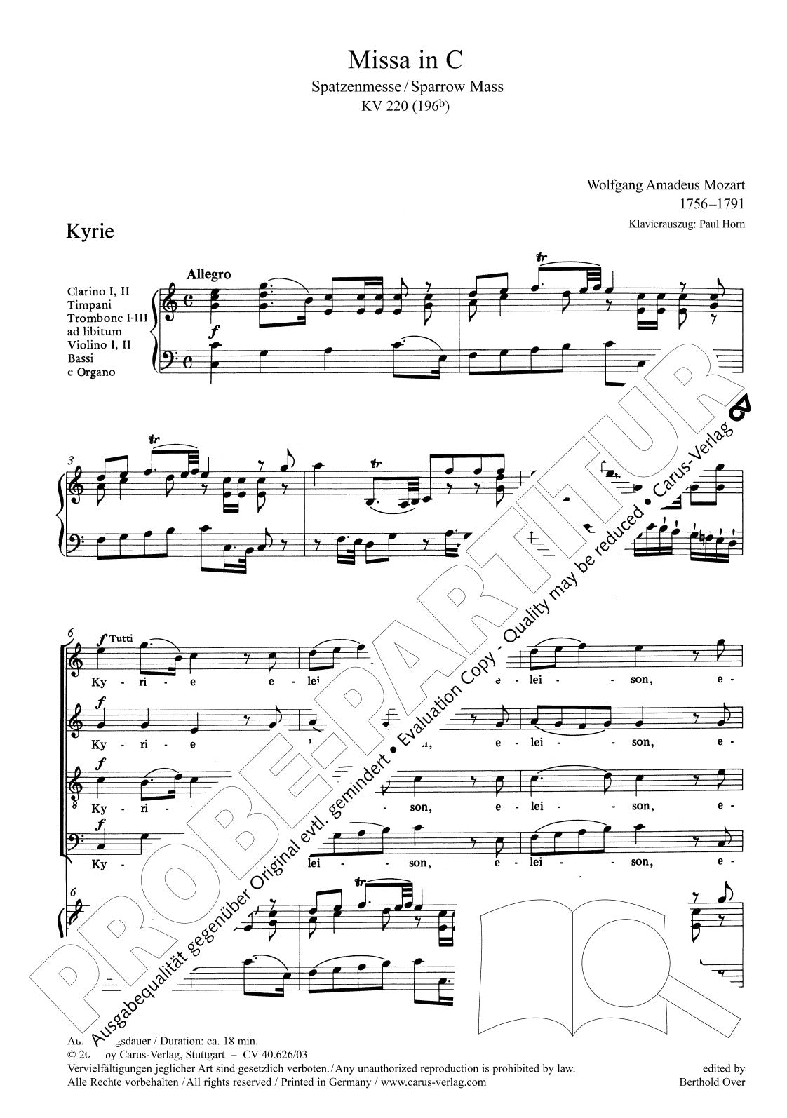 Mozart: Missa in C Major, K. 220 (196b)