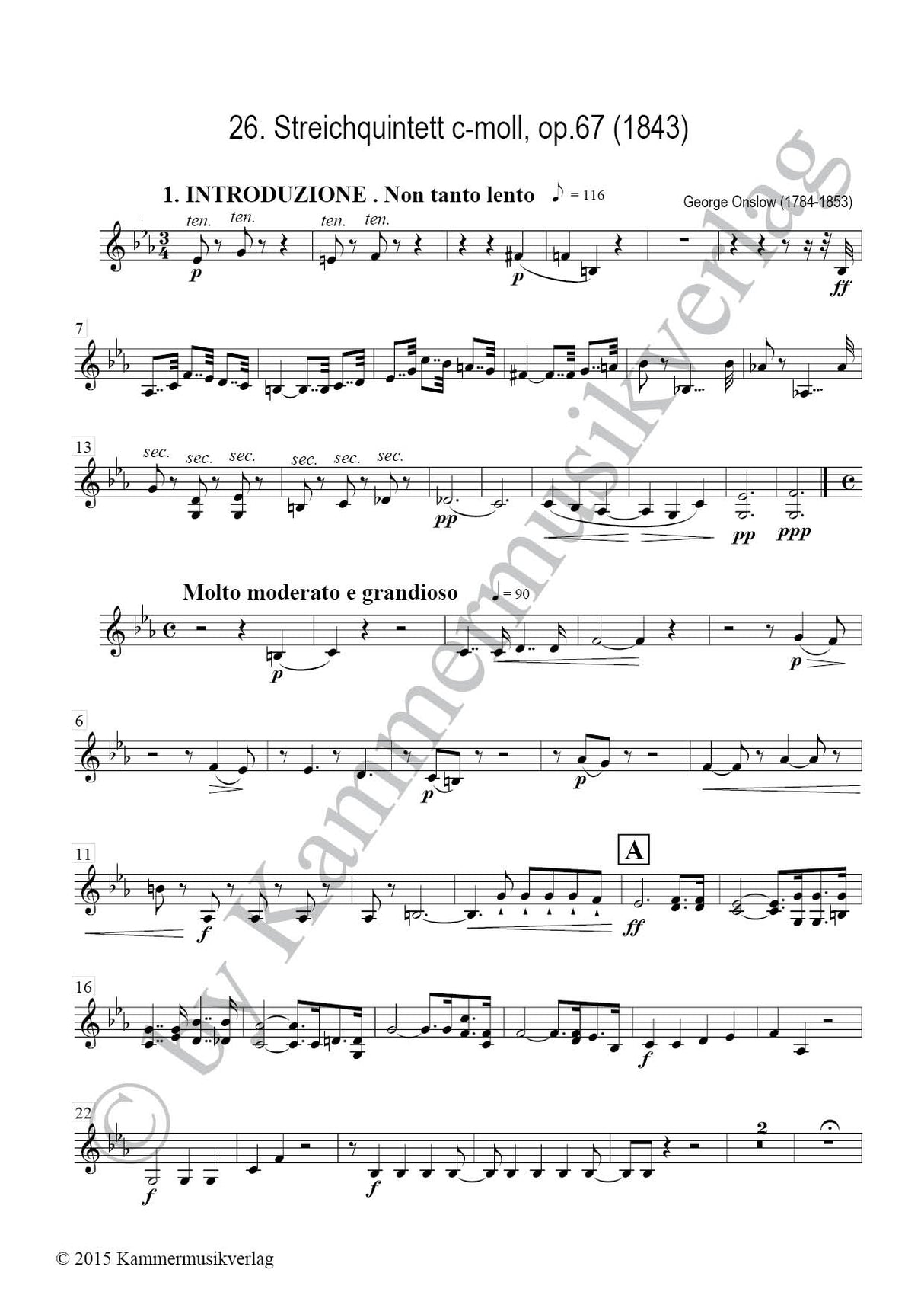 Onslow: String Quintet No. 26 in C Minor, Op. 67