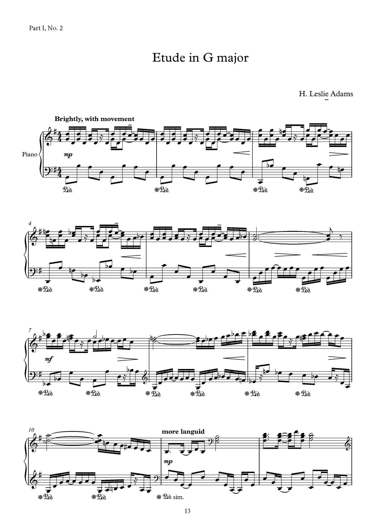 H.L. Adams: Etudes for Piano - Volume 1 (Nos. 1-12)