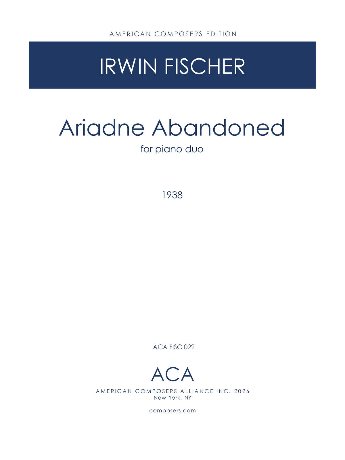I. Fischer: Ariadne Abandoned (Version for Piano Duo)