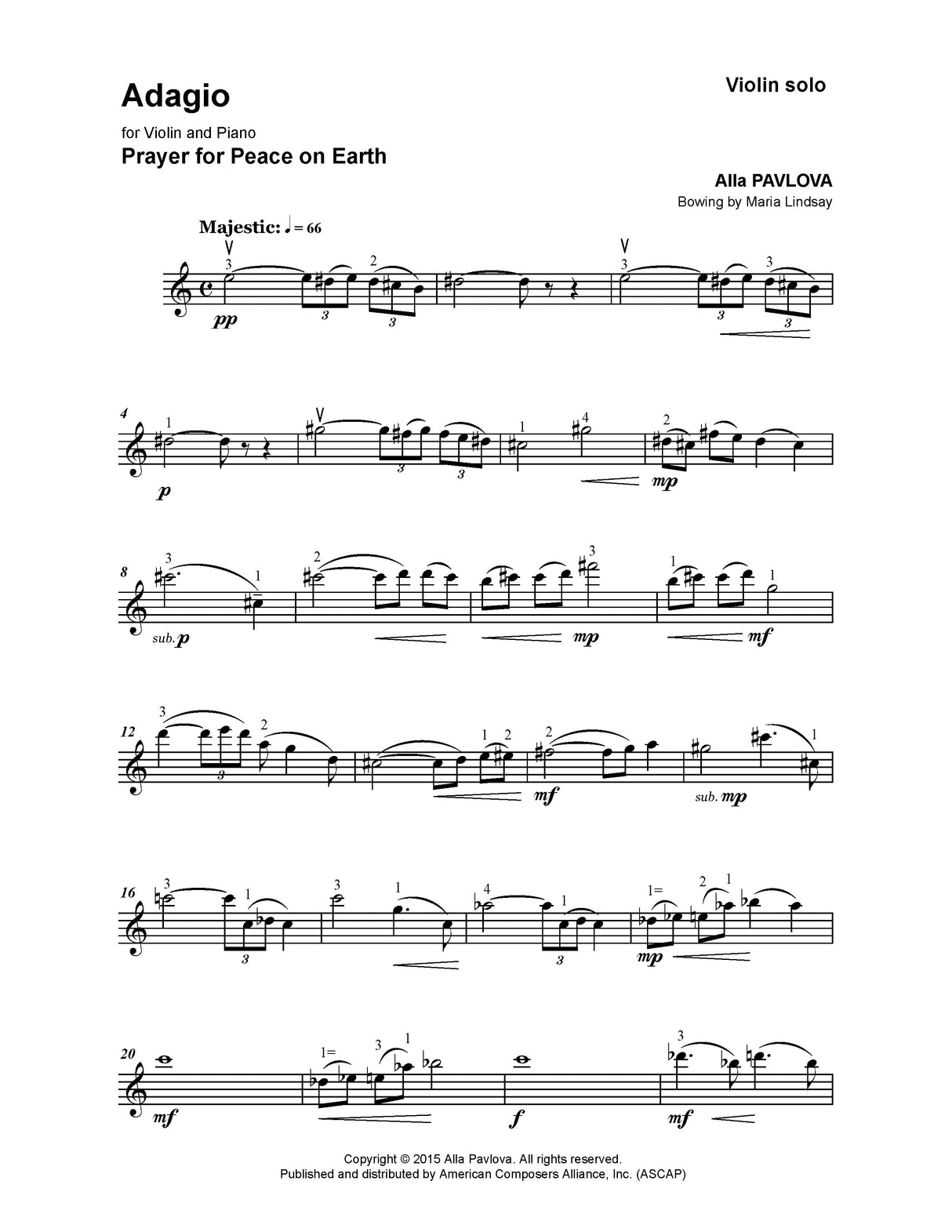 Pavlova: Adagio for Violin and Piano