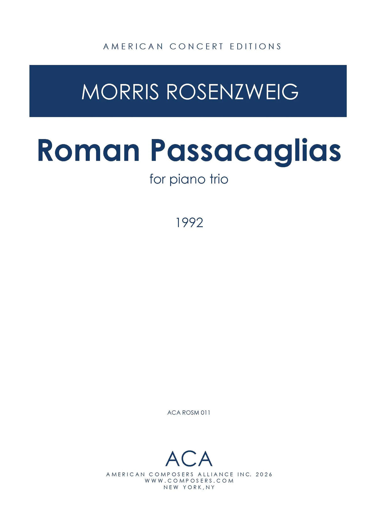 Rosenzweig: Roman Passacaglias