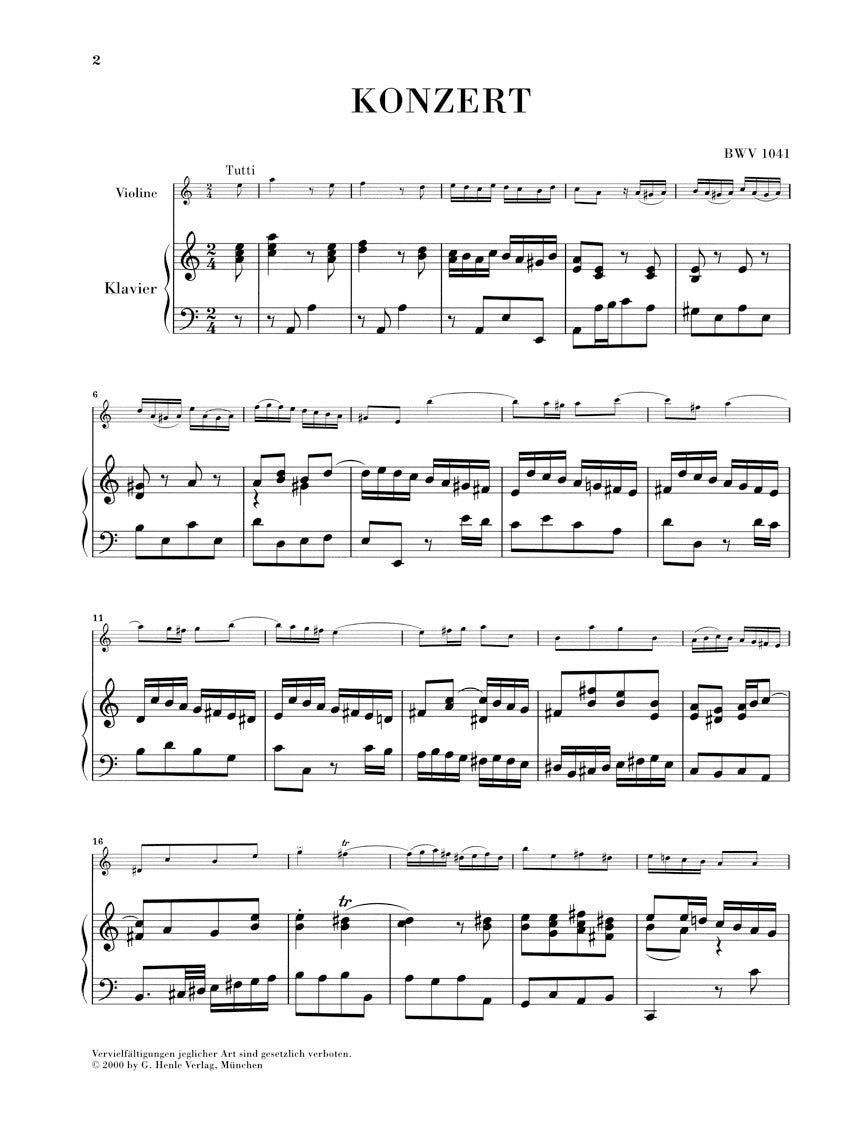 Bach: Violin Concerto in A Minor, BWV 1041 – Ficks Music