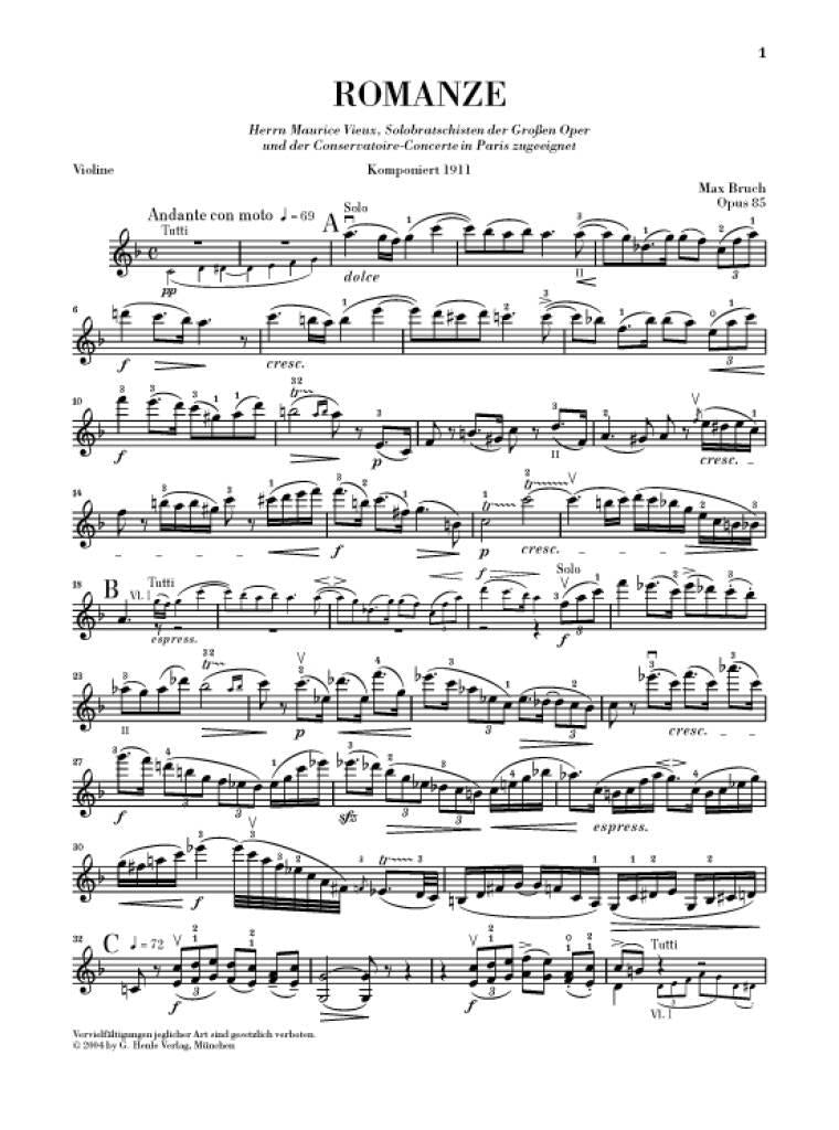 Bruch: Romance in F Major, Op. 85 (Violin Version)