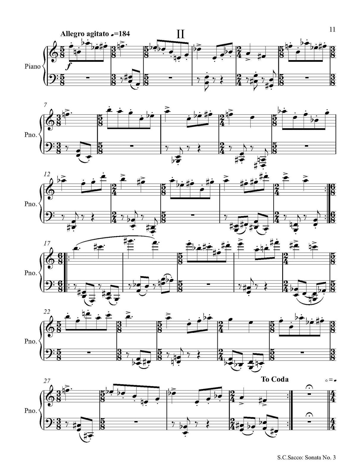 Sacco: Piano Sonata No. 3