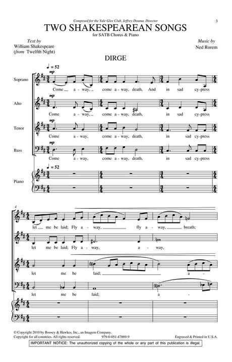 Rorem: Two Shakespearean Songs