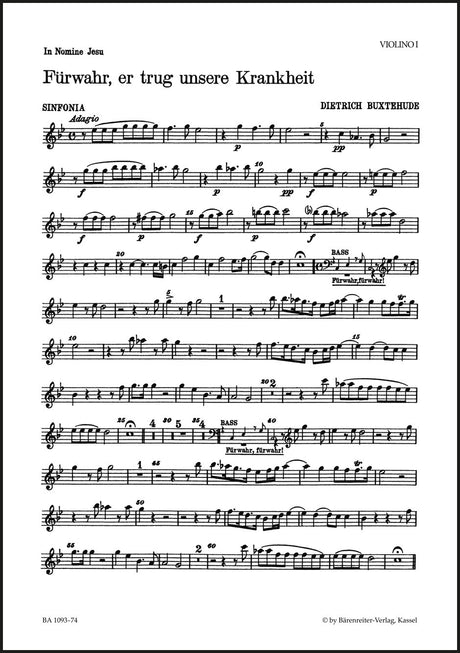 Buxtehude: Fürwahr, er trug unsere Krankheit, BuxWV 31