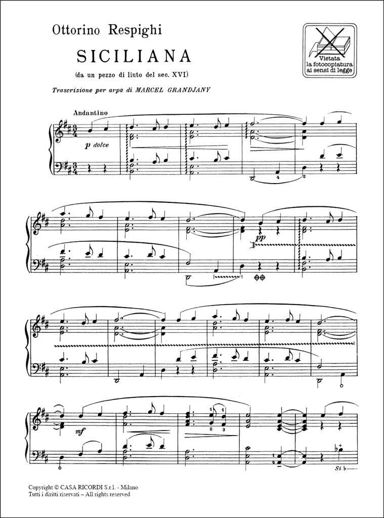 Respighi: Siciliana from Ancient Airs and Dances (transc. for harp)