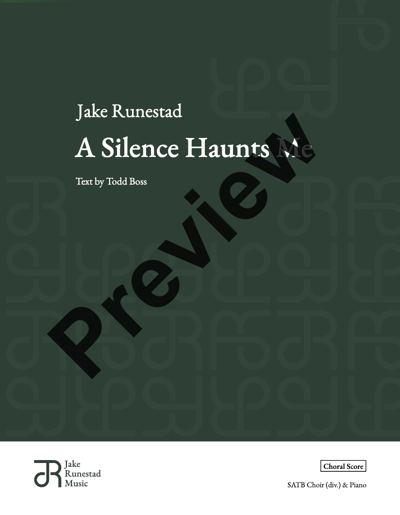 Jake Runestad: A Silence Haunts Me (Version for SATB Choir & Orchestra)