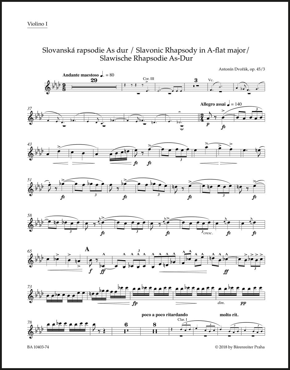 Dvořák: Slavonic Rhapsody in A-flat Major, B. 86, Op. 45, No. 3