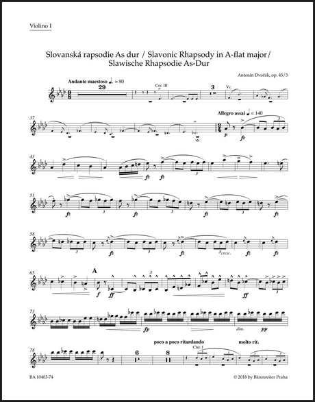 Dvořák: Slavonic Rhapsody in A-flat Major, B. 86, Op. 45, No. 3