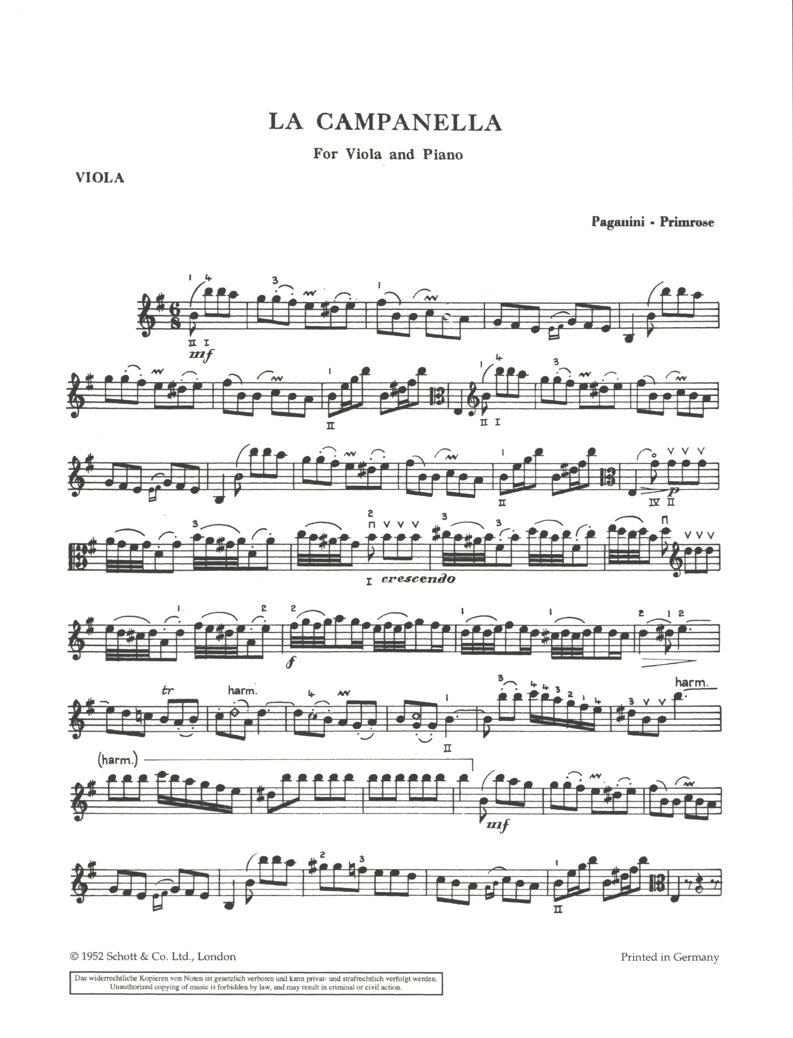 Paganini: La Campanella (arr. for viola) – Ficks Music