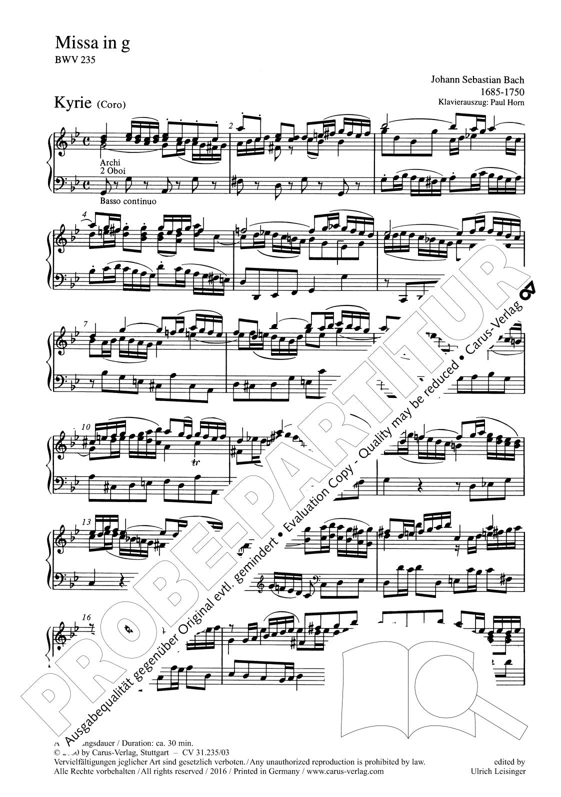 Bach: Mass in G Minor, BWV 235