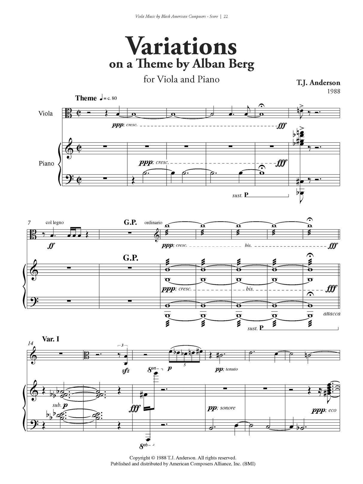 Viola Music By Black American Composers