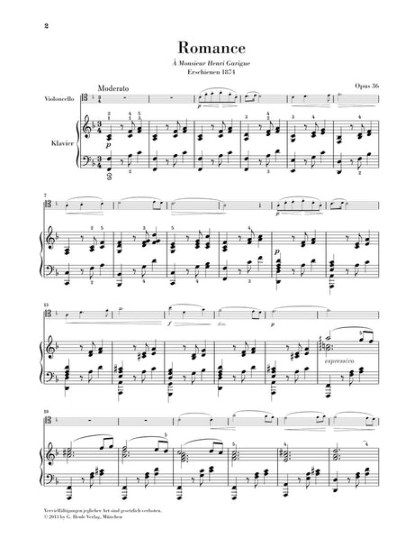 Saint-Saëns: Romances for Horn and Piano (cello version)