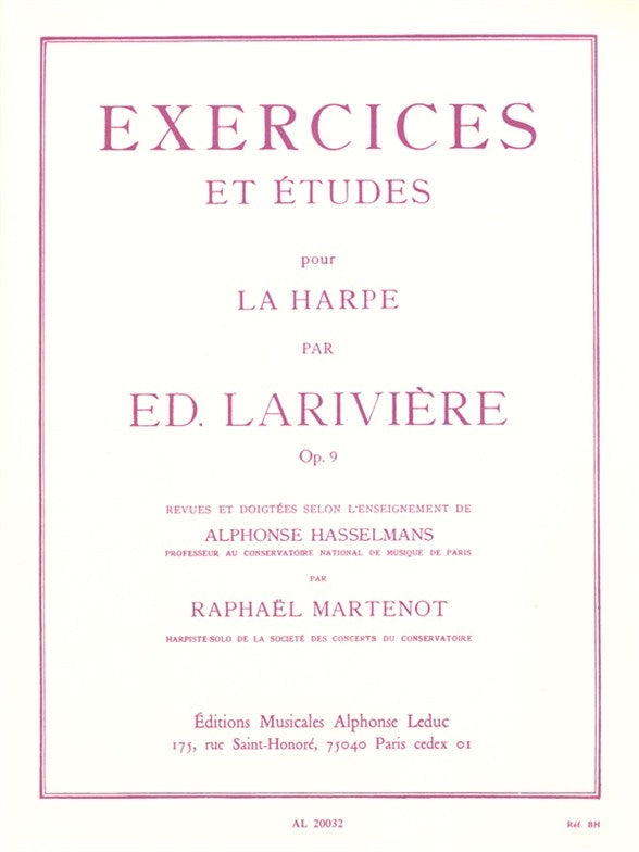Larivière: Exercices et Etudes pour la Harpe