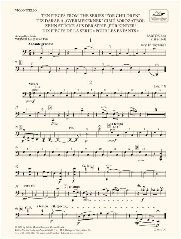 Bartók: Ten Pieces from the Series 'For Children' (arr. for string ensemble)