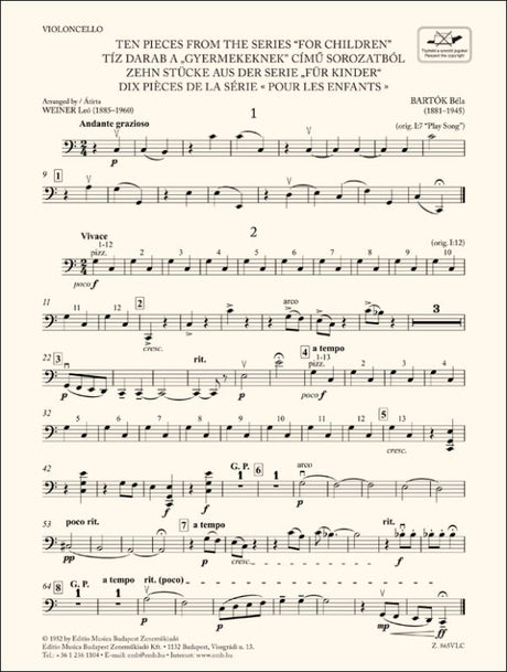 Bartók: Ten Pieces from the Series 'For Children' (arr. for string ensemble)