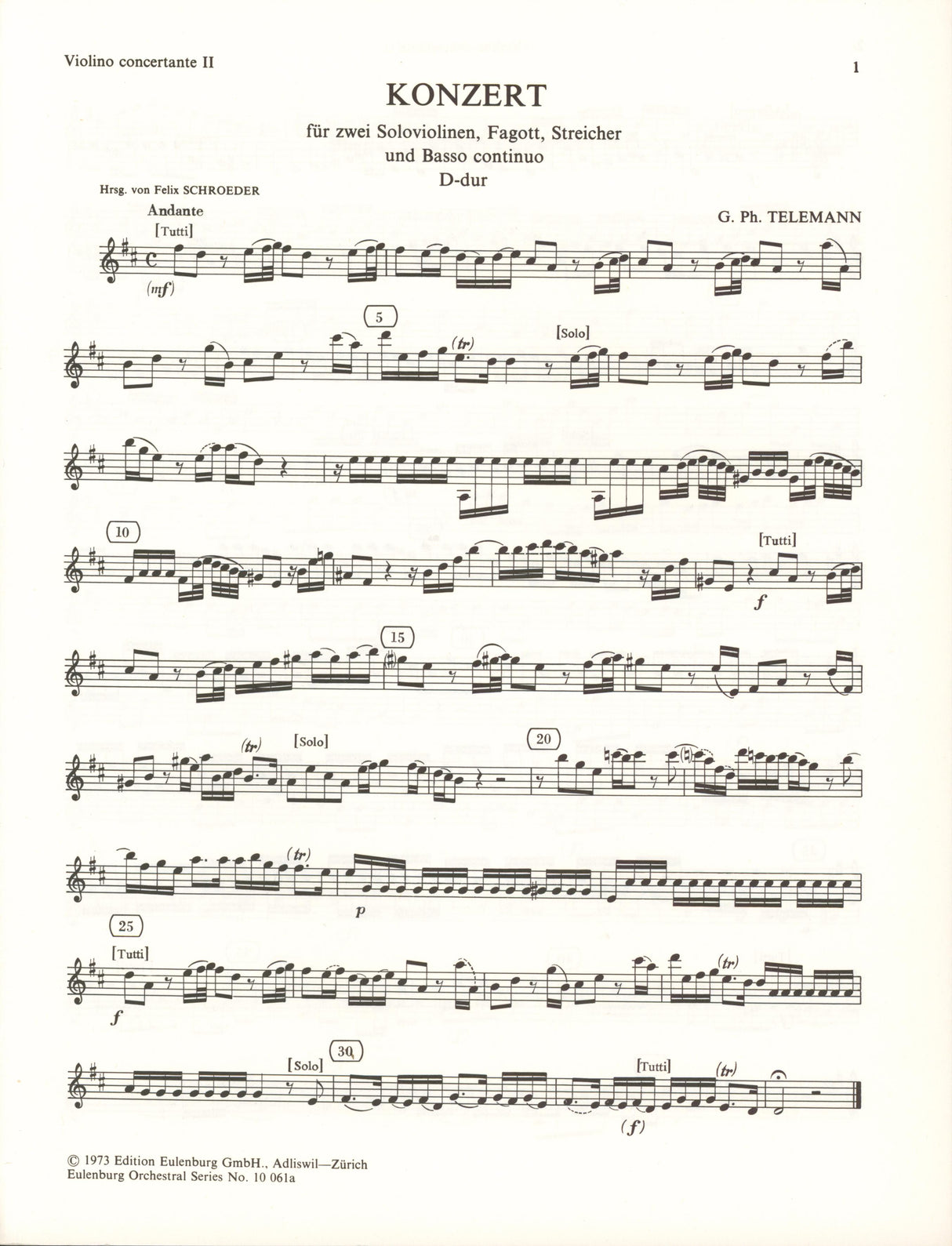 Telemann: Concerto for 2 Violins, Bassoon and String Orchestra, TWV 53:D4