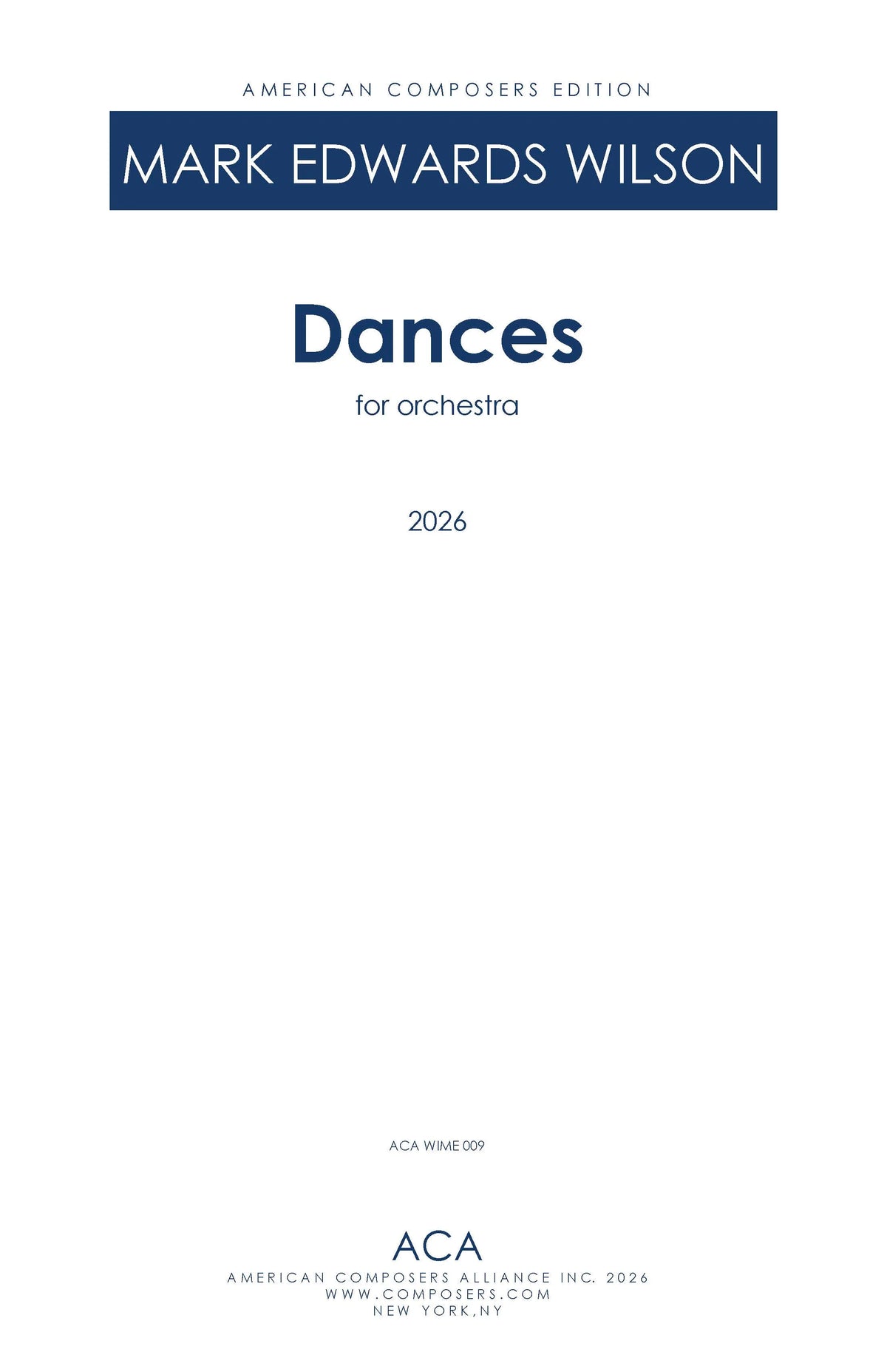 Wilson: Dances for Orchestra